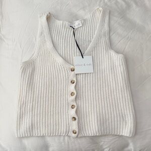 cream textured crop tank: small